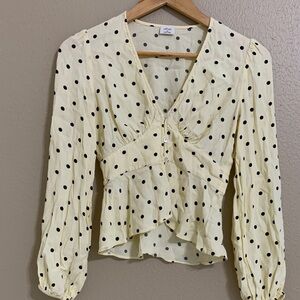 Aritzia Wilfred Ivory and Black Polka Dot Blouse Size XS